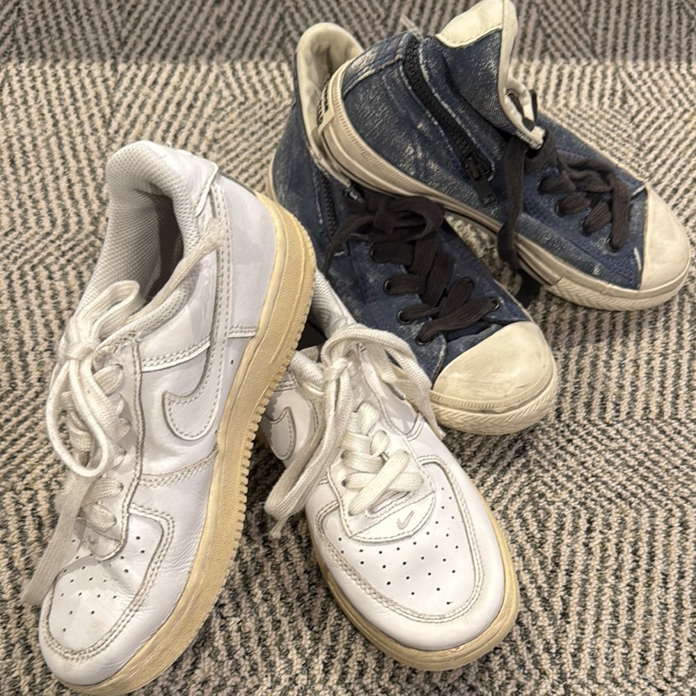 Kids White and Blue Sneakers